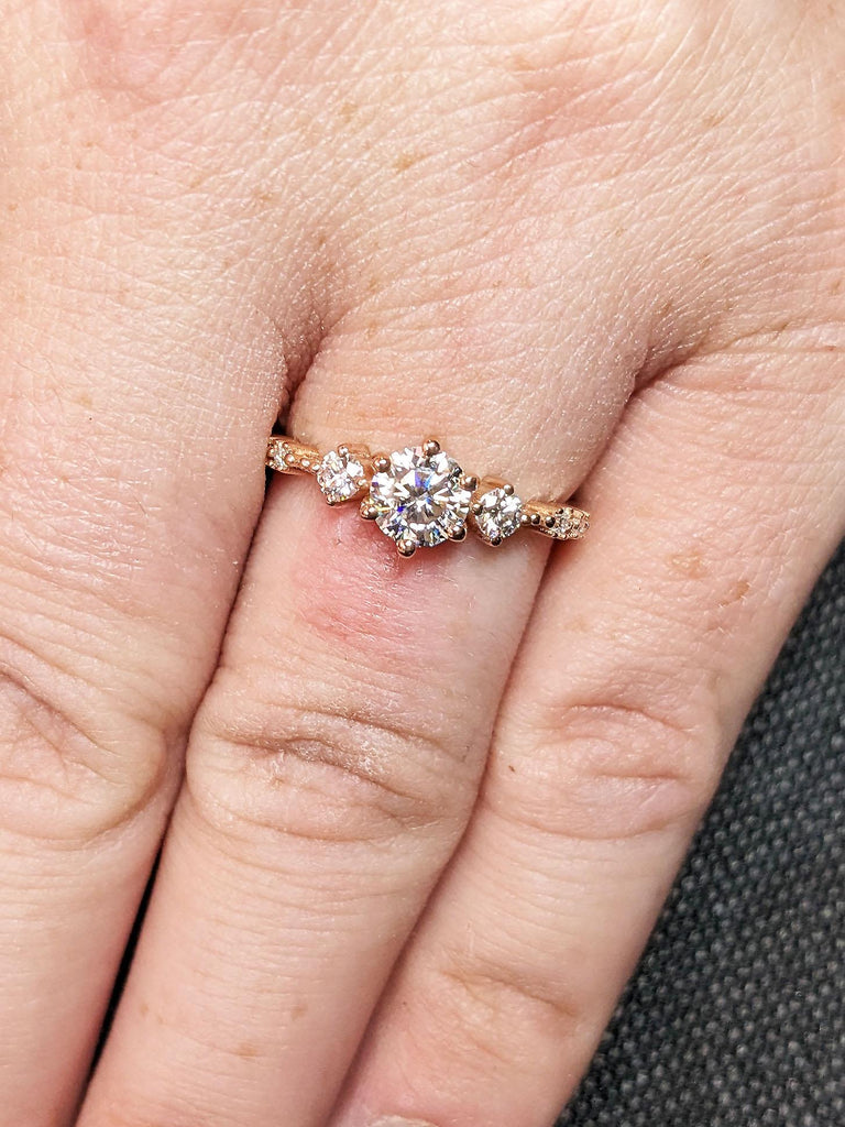 Dainty Engagement Ring | 0.5ct Round Cut Moissanite Ring | 14K Rose Gold Ring | Prong Set Ring | Promise Bridal Ring | Ring For Women