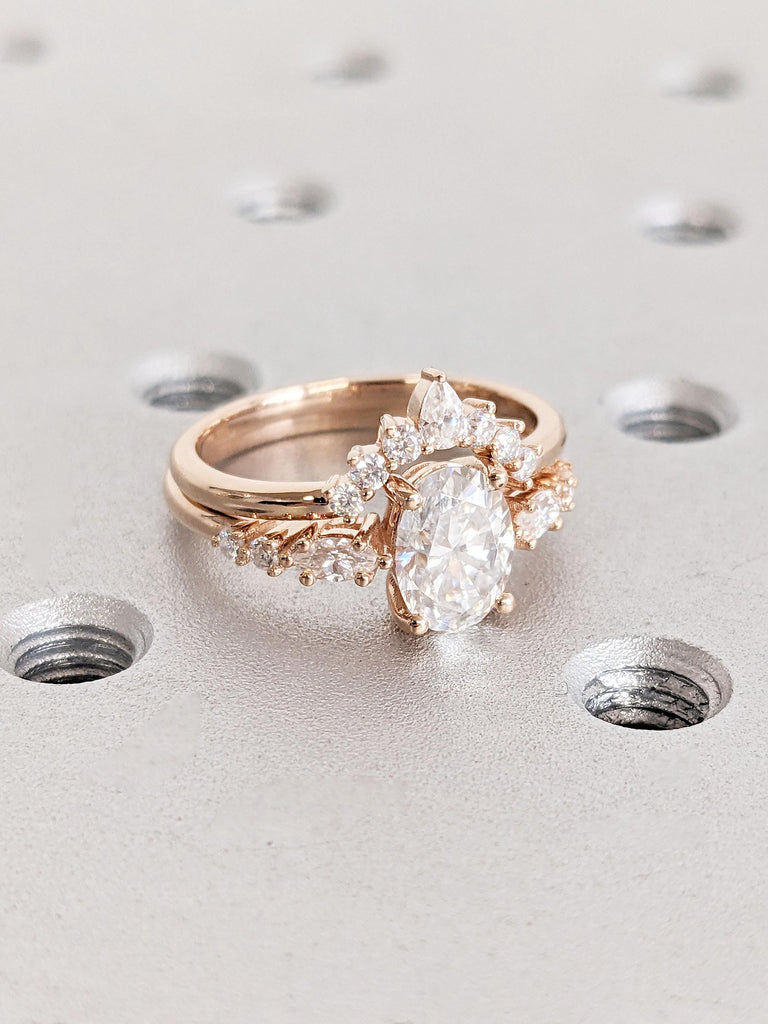 Moisssanite Engagement Ring, Oval cut Rose Gold Promise Ring, Vintage Diamond Moissanite Prong set Bridal Ring, Art deco Anniversary Ring