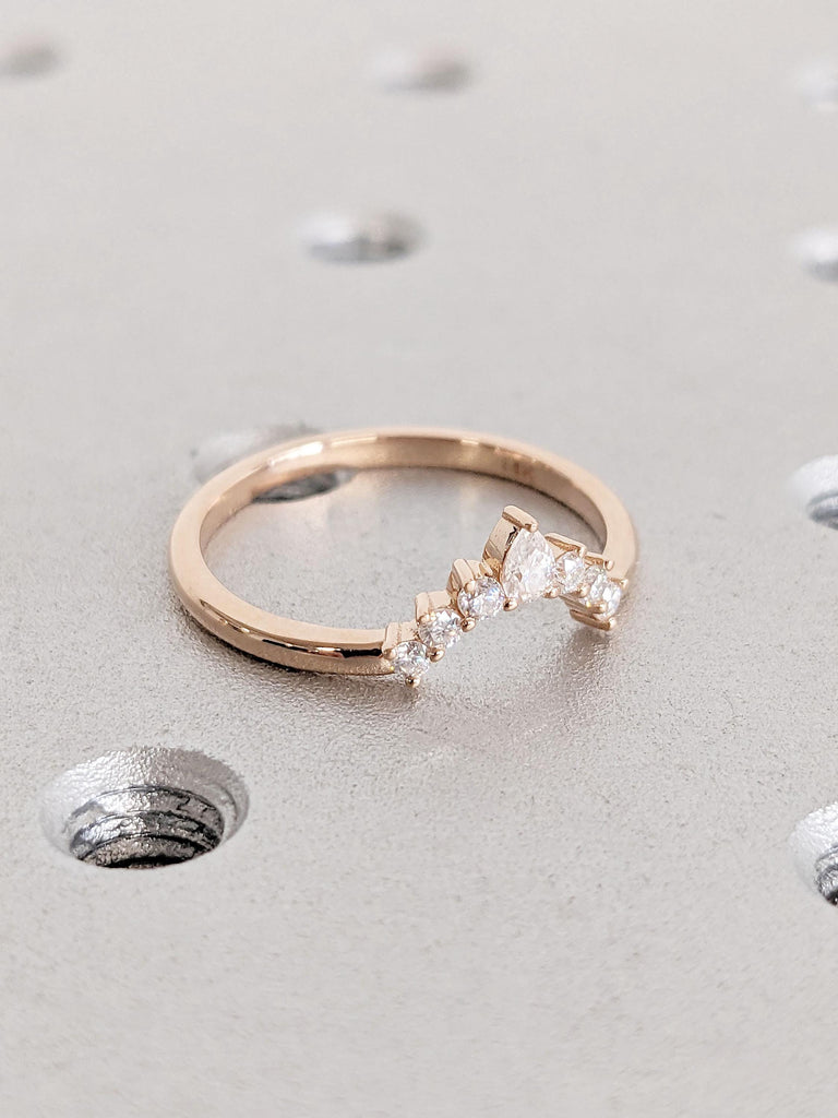 Crown Wedding Band Art Deco Diamond Cluster Promise Ring | Rose Gold Crown Ring Tiara Ring | Tiara Wedding Band | Nesting Ring Stacking ring