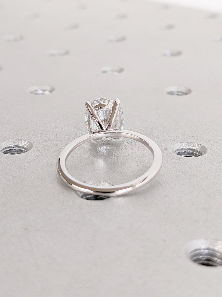 14k White Gold Oval Cut Lab Diamond Engagement Ring | Unique Solitaire Ring | Anniversary Gifts for Her | Minimalist Ring | Promise Ring