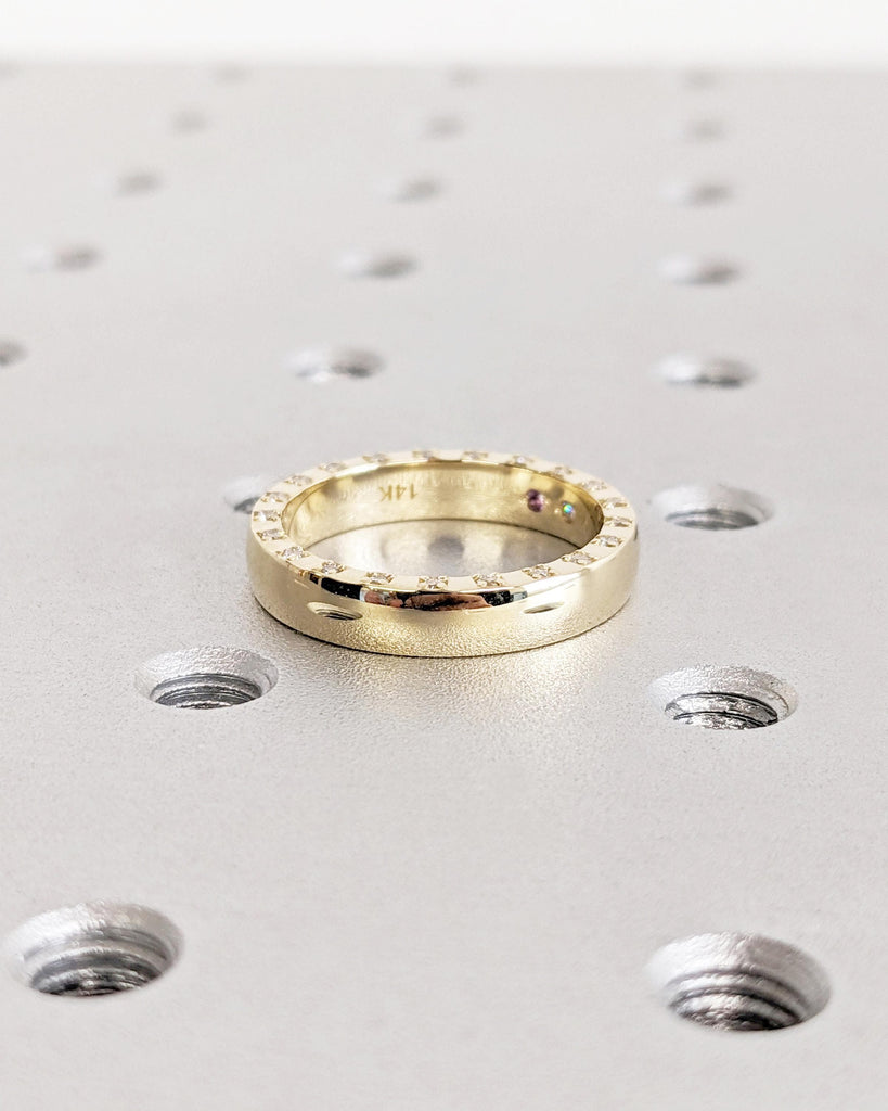 Polished Finish Woman Wedding Band | 14K Yellow Gold Lab Diamond Eternity Ring | Stacking Ring