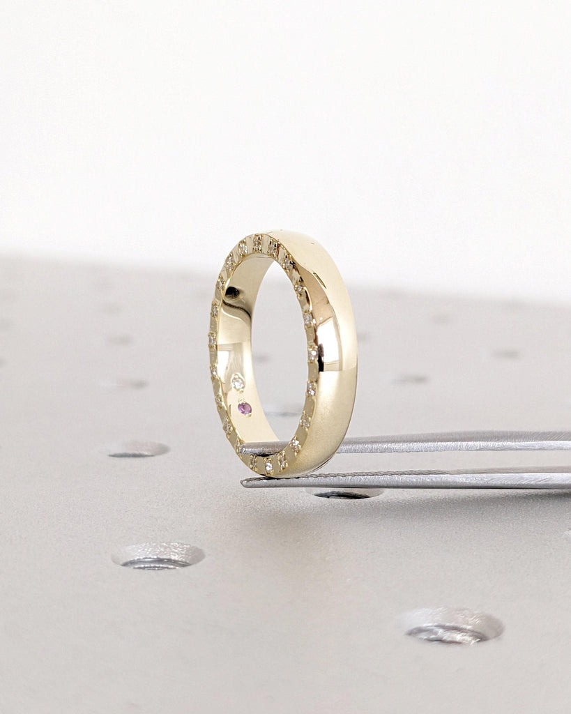 Lab Grown Diamond Eternity Ring for Him and Her | Real Gold Couples Ring | Moissanite Full Eternity Ring | Plain Gold Wedding Band Jewelry