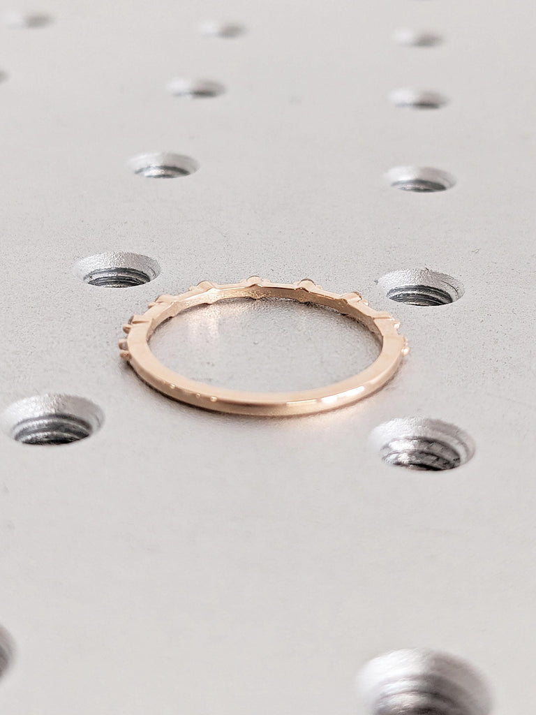 14k Rose Gold Diamond Half Eternity Ring | Matching Diamond Ring | Delicate Stackable Ring | Thin Gold Ring for Her | Woman Wedding Ring