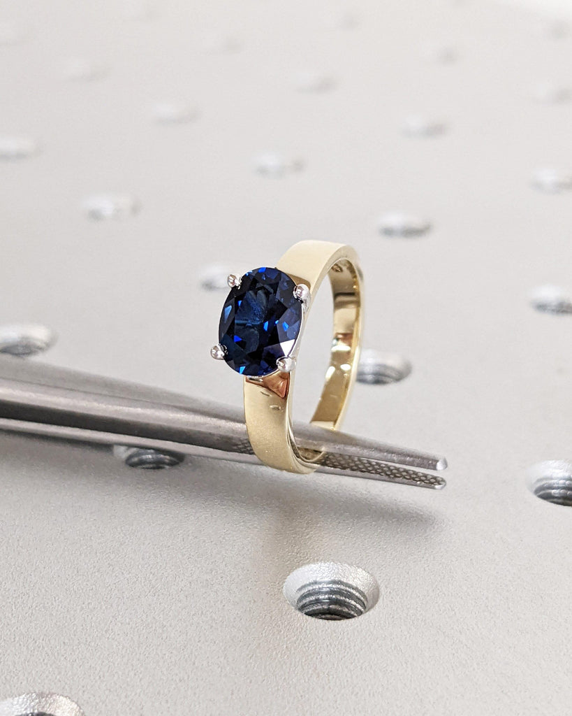 September Birthstone Blue Sapphire Ring 14K Gold | Promise Ring Lab Grown Sapphire Engagement Ring | Wedding Anniversary Ring Gift for Wife