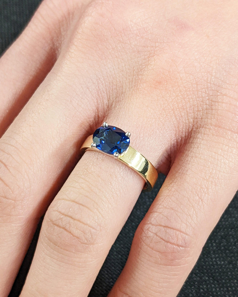 September Birthstone Blue Sapphire Ring | 14K Gold Promise Ring | Lab Grown Sapphire Engagement Ring