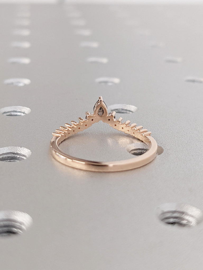 Delicate Rose Gold Grey Diamond Ring for Her | Lab Diamond Cluster Ring | Art Deco Promise Anniversary Ring | Prong set Ring | Unique Ring