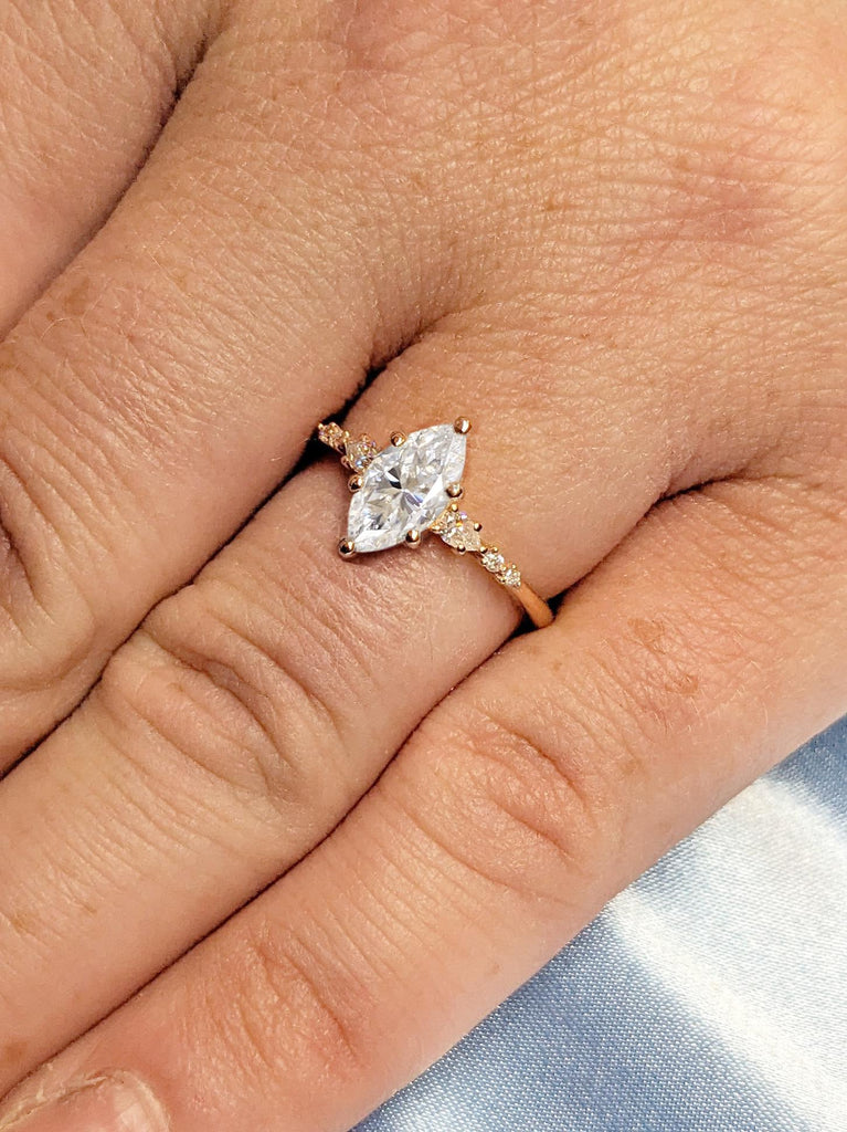 Dainty Rose Gold Engagement Ring | Lab Grown Diamond Promise Anniversary Ring for Wife