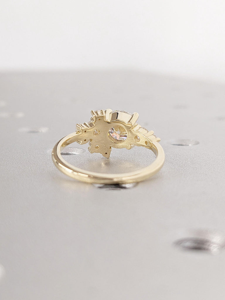 Cluster Ring in 14k Gold | Lab Grown Diamond Cluster Ring | Unique Diamond Ring | Diamond Wedding Band | Promise Anniversary Gift for Wife