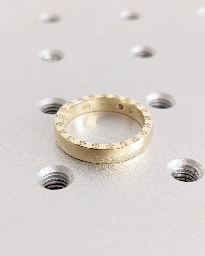 Lab Grown Diamond Eternity Ring for Him and Her | Real Gold Couples Ring | Moissanite Full Eternity Ring | Plain Gold Wedding Band Jewelry