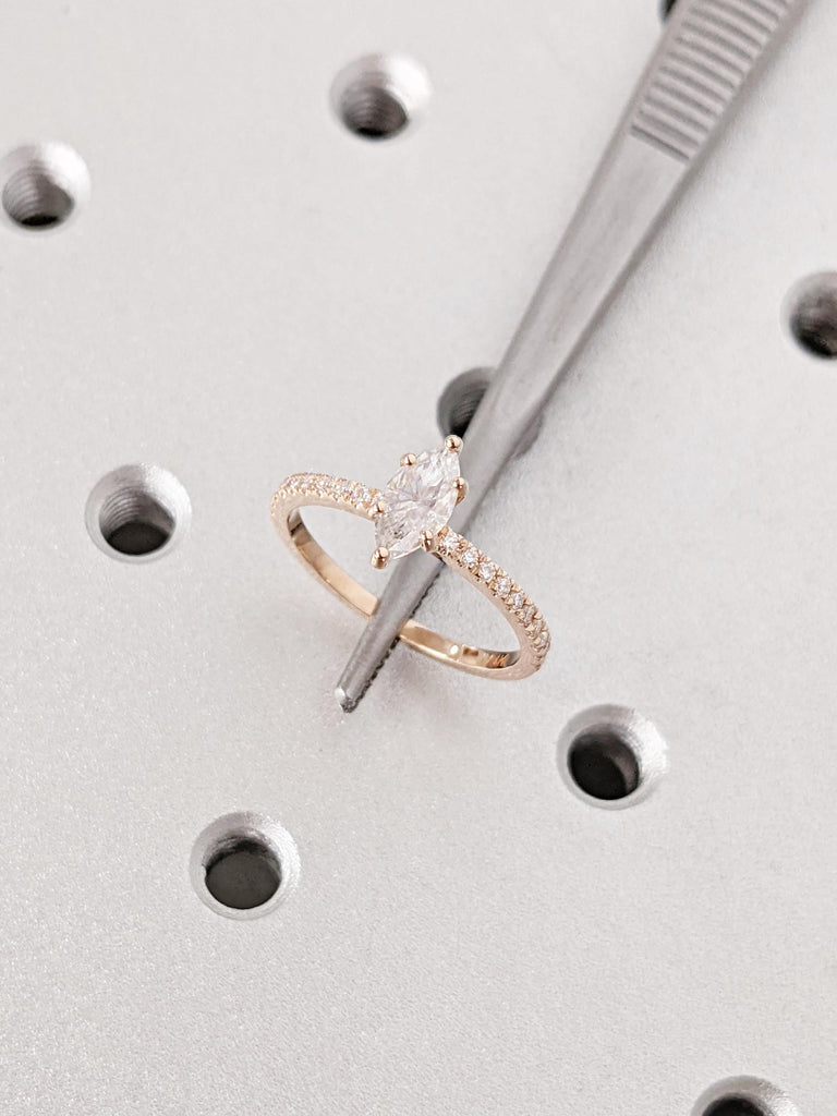 14K Rose Gold Engagement Ring 0.5-3CT Marquise Moissanite Wedding Ring | Moissanite Engagement Ring | Stack Ring | Rose Gold | Promise Ring