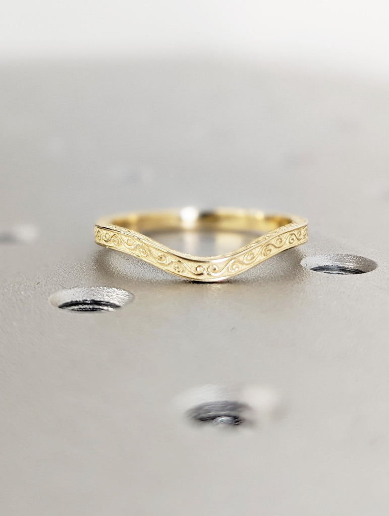 14k Yellow Gold Filigree Ring | Matching Wedding Rings | Unique Wedding Band | Anniversary gift for women | Stacking Ring | Antique Ring