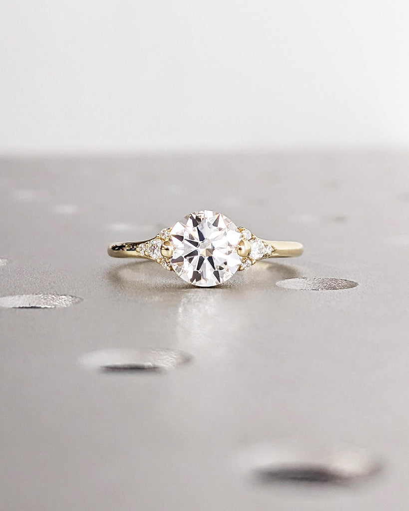 14k Gold Bezel Engagement Ring | Round Cut Moissanite Ring | Solid Gold Wedding Bridal Ring | Moissanite Solitaire Ring | Simple Gold Ring