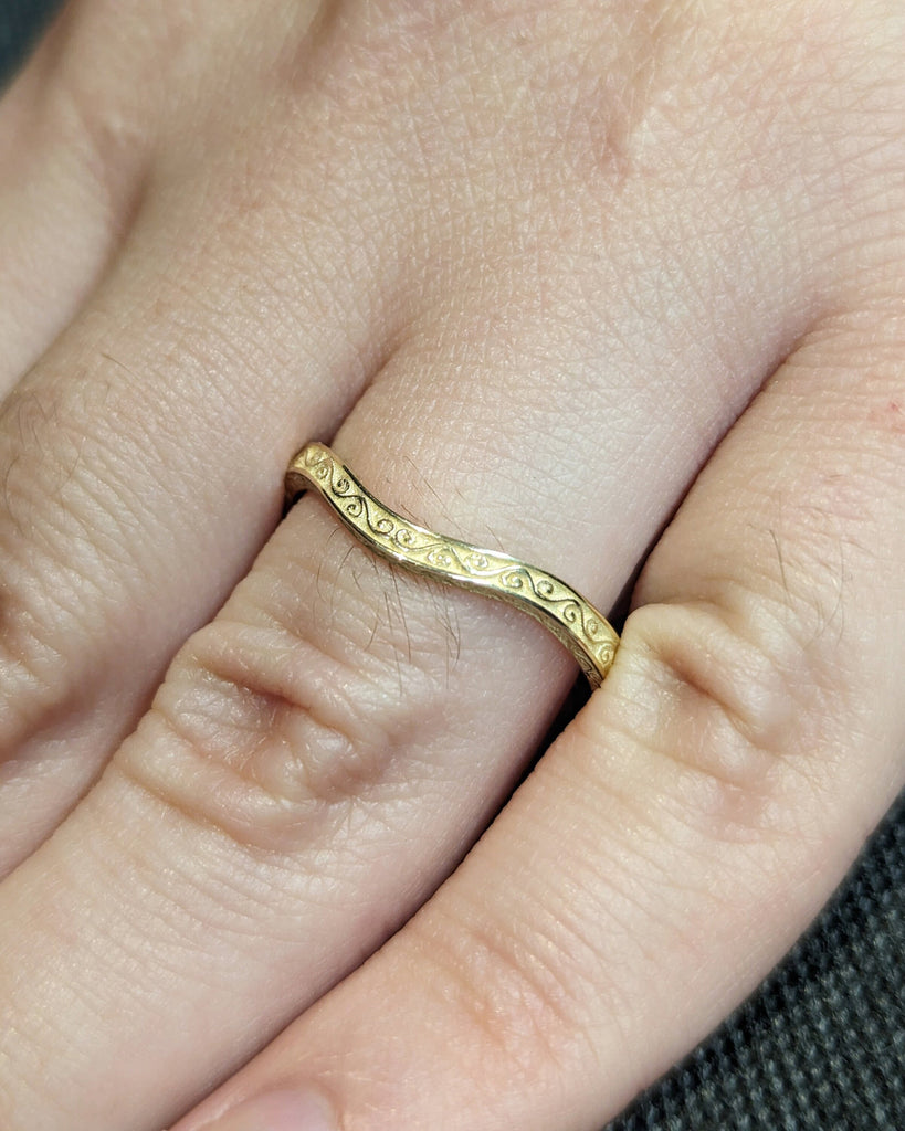 14k Yellow Gold Filigree Ring | Matching Wedding Rings | Unique Wedding Band | Anniversary gift for women | Stacking Ring | Antique Ring