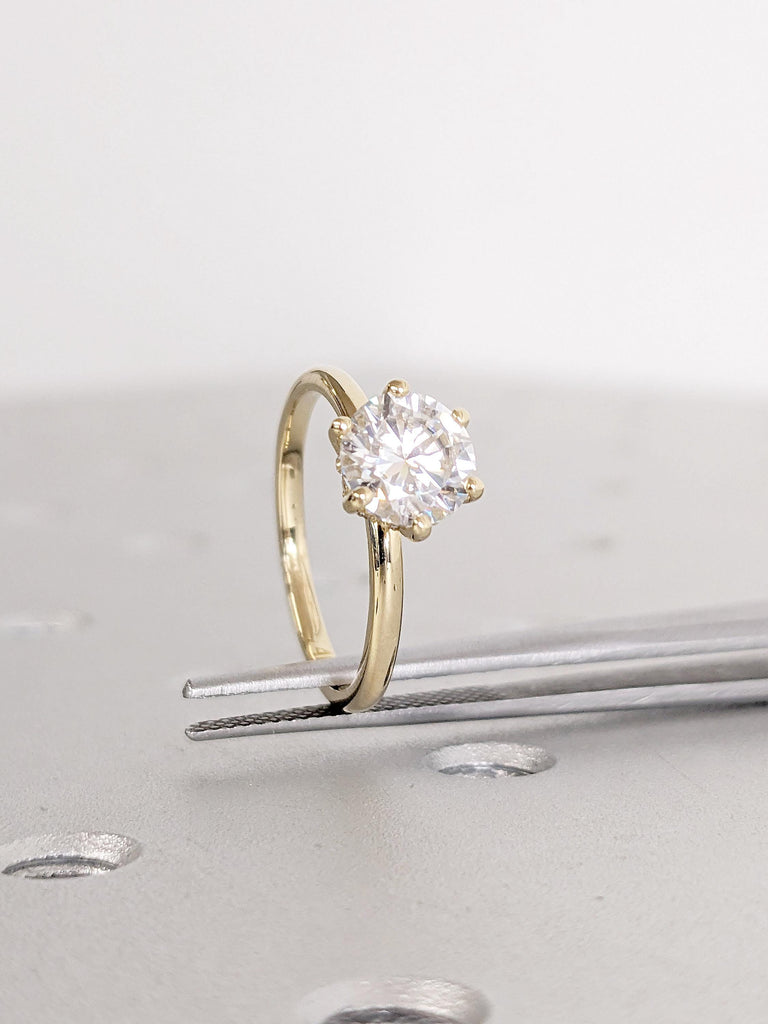 Hidden Halo Ring | 1-2ct Round Cut Moissanite Engagement Ring | Anniversary Promise Ring | Dainty Solid Gold Ring for Her | Handcrafted Ring