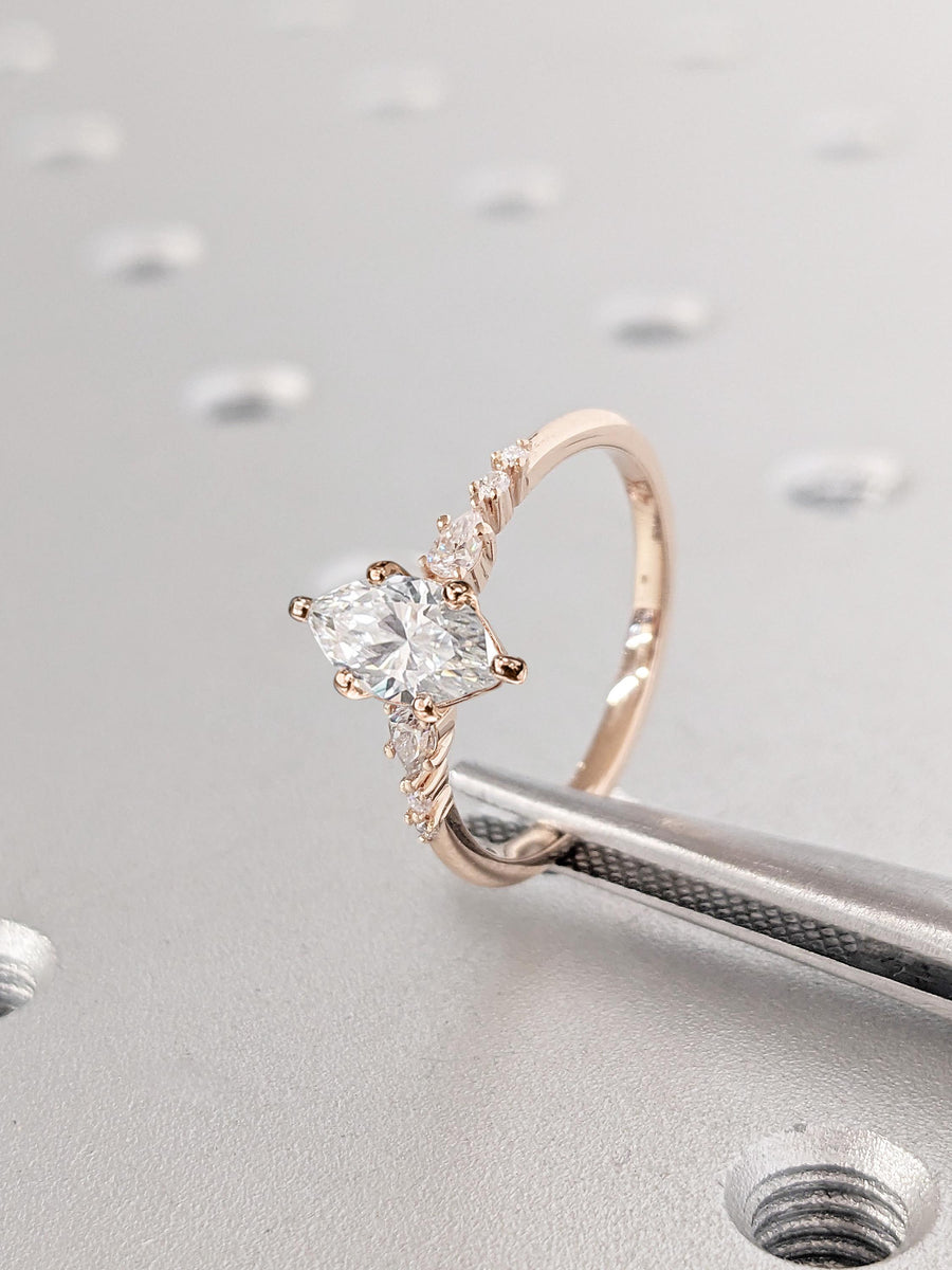 Lab Diamond Unique Proposal Ring | 14k Rose Gold Promise Ring | Woman ...