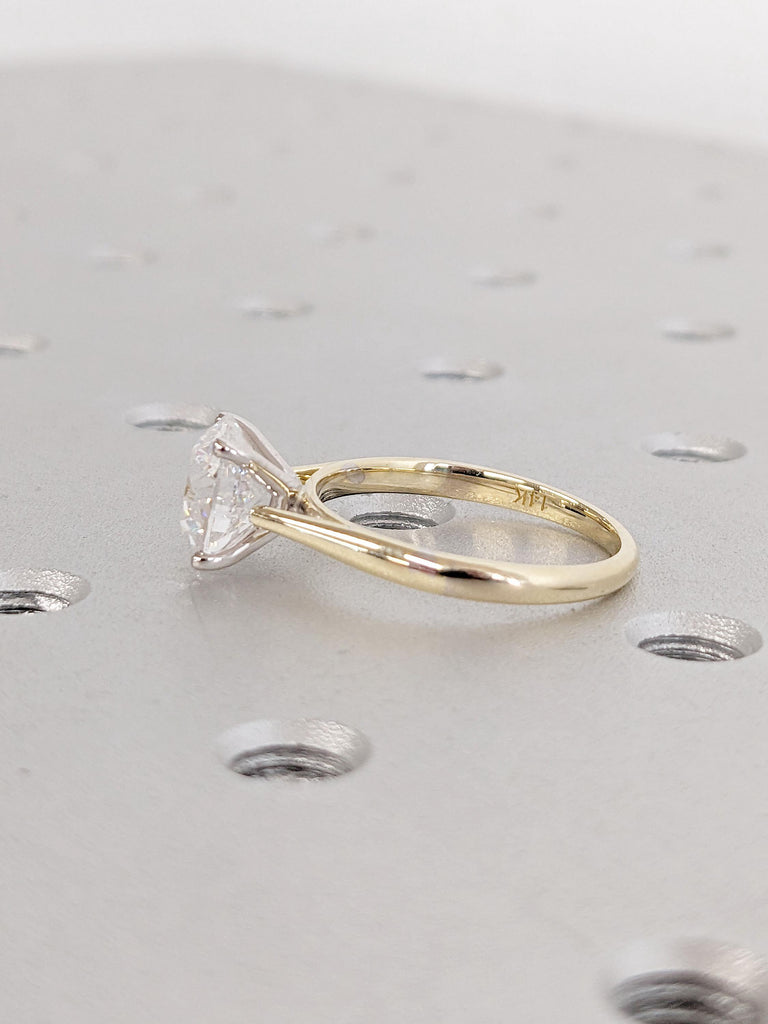 1, 1.5, 2ct VVS Moissanite Ring | Unique Two Tone Promise Ring | Woman Bridal Jewelry | Solid Gold Dainty Rings | Round Engagement Ring