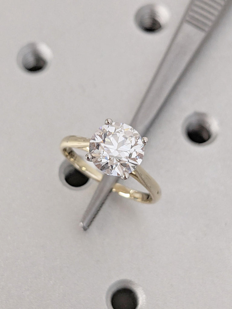 2ct VVS Moissanite Engagement Ring | 14K White & Yellow Gold | Unique Two Tone Promise Ring | Woman Bridal Jewelry