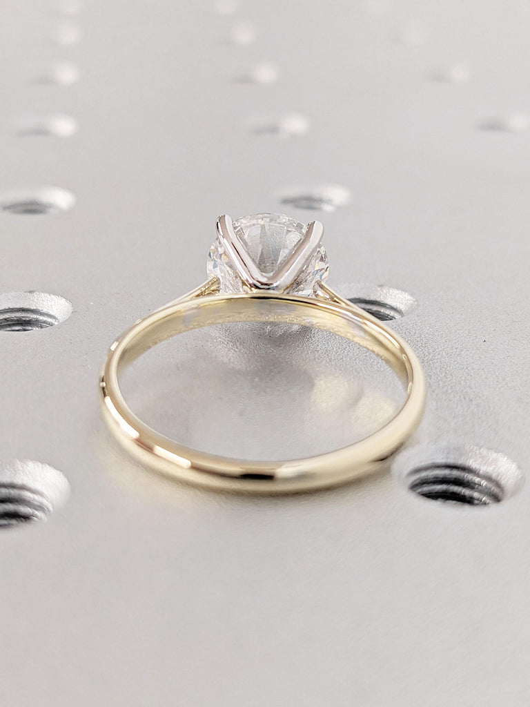 1, 1.5, 2ct VVS Moissanite Ring | Unique Two Tone Promise Ring | Woman Bridal Jewelry | Solid Gold Dainty Rings | Round Engagement Ring