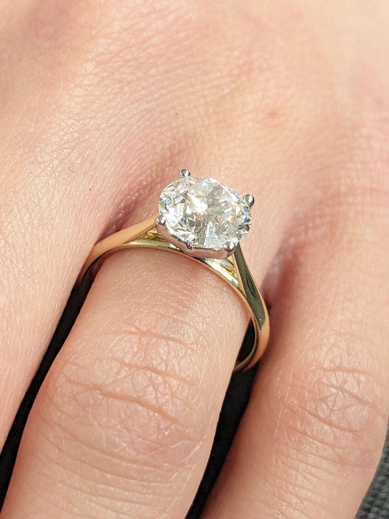 1, 1.5, 2ct VVS Moissanite Ring | Unique Two Tone Promise Ring | Woman Bridal Jewelry | Solid Gold Dainty Rings | Round Engagement Ring