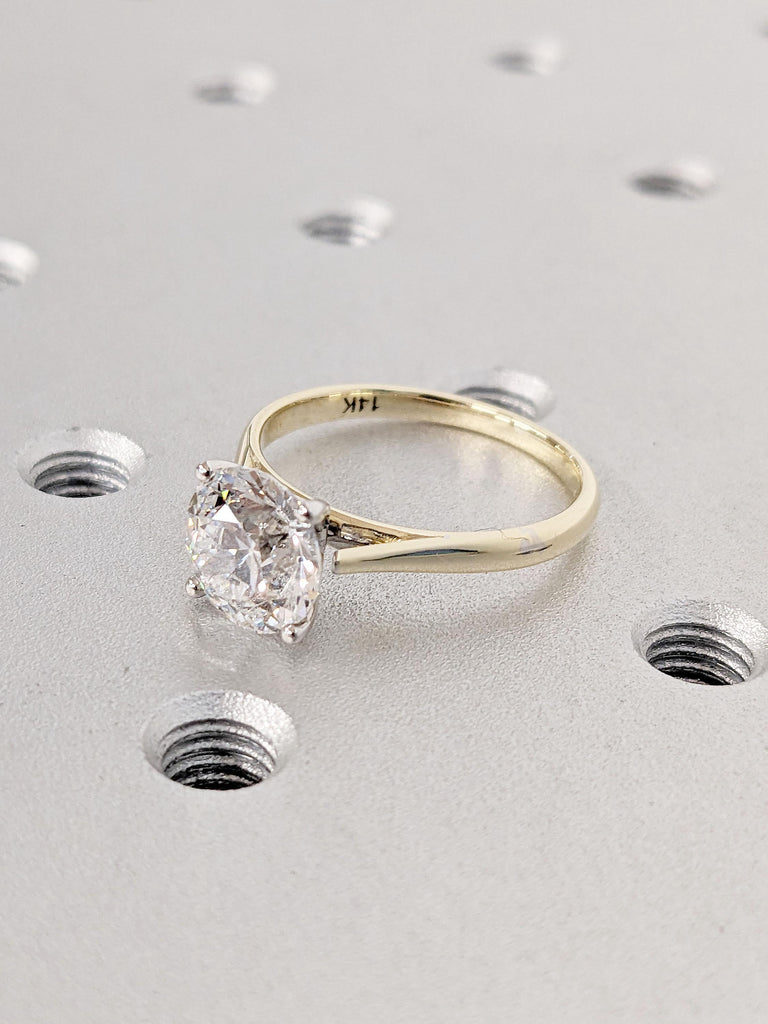 Simple Solitaire Ring | Round cut Lab Diamond Ring | Minimalist Engagement Ring | 14k 18k Solid Gold Promise Anniversary Ring Gift for Her