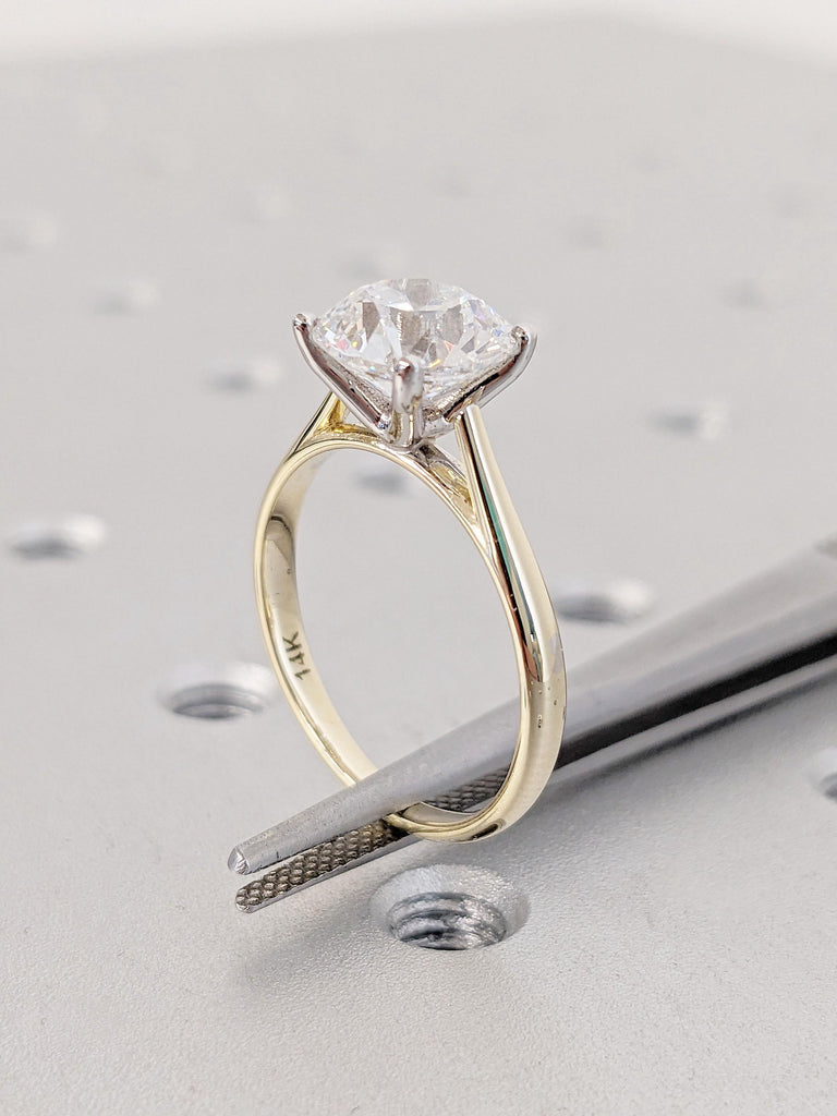 Simple Solitaire Ring | Round cut Lab Diamond Ring | Minimalist Engagement Ring | 14k 18k Solid Gold Promise Anniversary Ring Gift for Her