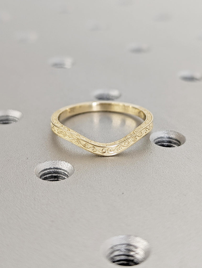 14k Yellow Gold Filigree Ring | Matching Wedding Rings | Unique Wedding Band | Anniversary gift for women | Stacking Ring | Antique Ring