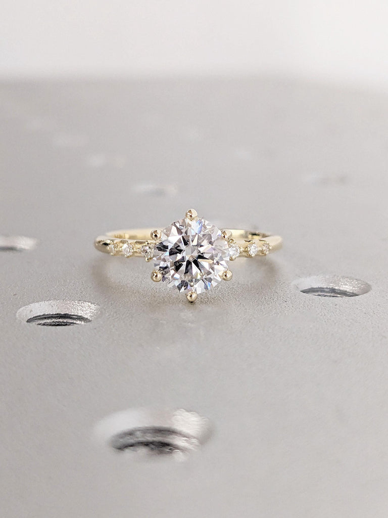 Dainty Engagement Ring | 1-3ct Round Cut Moissanite Ring | 14K Yellow Gold Ring | Prong Set Ring | Promise Bridal Ring | Ring For Women