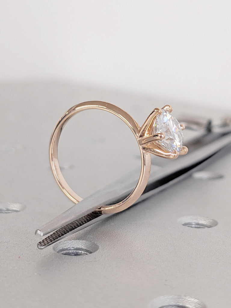 Open Basket Round Solitaire Ring | Women Wedding Ring | Minimalist 14k 18k Rose Gold Proposal Ring