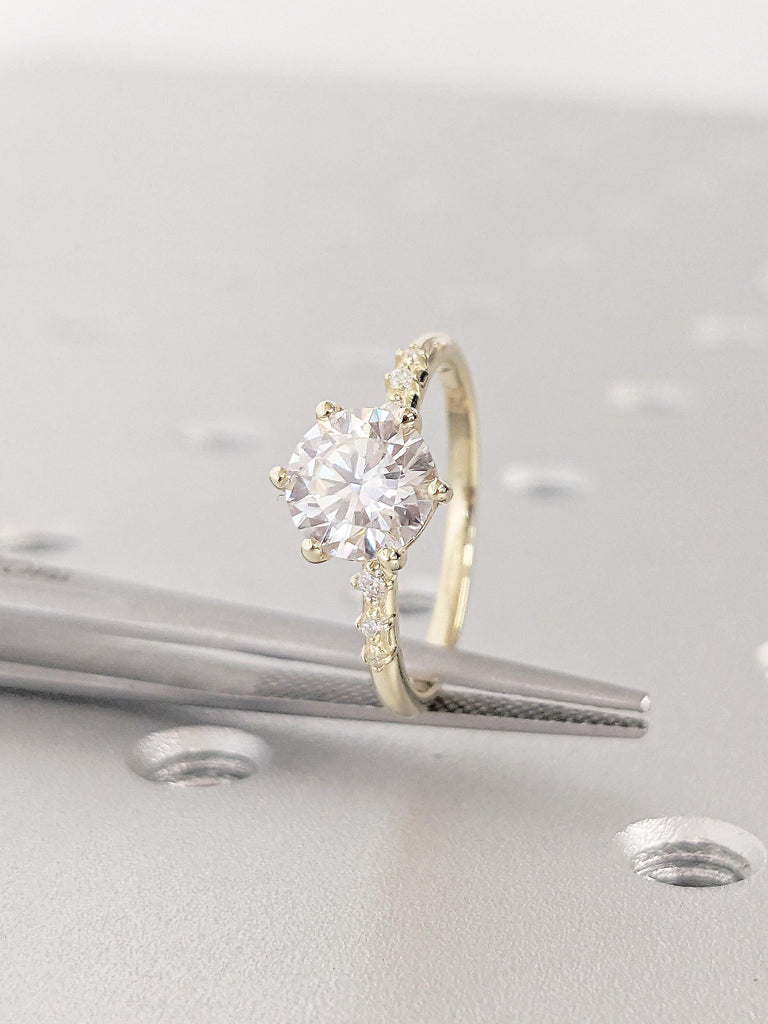 Delicate Lab Grown Diamond Engagement Ring | Round Cut Lab Diamond Solitaire Ring | 14K Yellow Gold Ring | Prong Set Ring | Promise Bridal Ring | Ring For Women