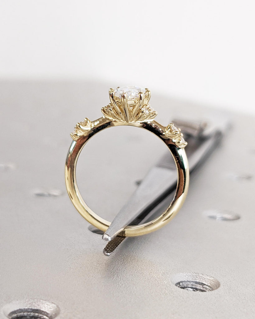 Vintage Style Inspired Engagement Ring, Marquise Cut Lab Grown Diamond Ring, Unique Art Deco Marquise Engagement Ring, 14K Anniversary Ring