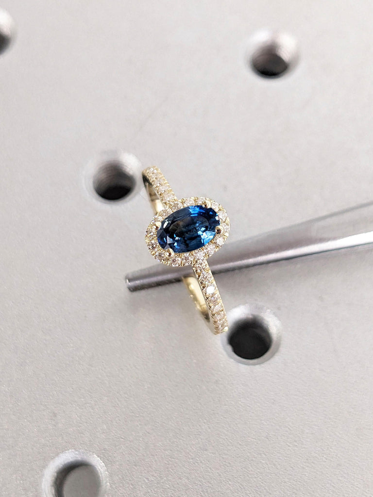 Sapphire and Diamond Engagement Rings for Women | September Birthstone Ring | Wedding Anniversary Gift for Wife