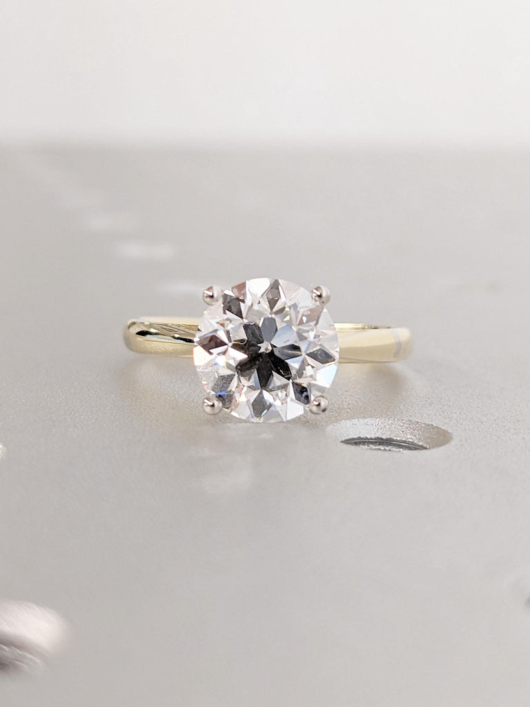 1, 1.5, 2ct VVS Moissanite Ring | Unique Two Tone Promise Ring | Woman Bridal Jewelry | Solid Gold Dainty Rings | Round Engagement Ring