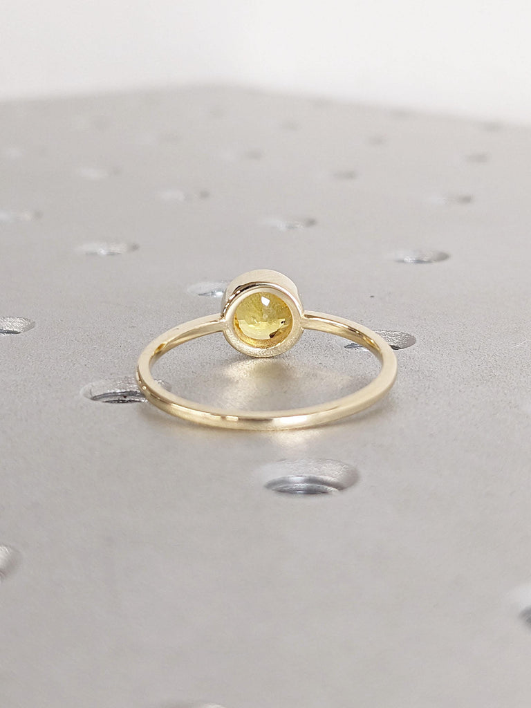 Bezel set Round Yellow Sapphire Engagement Ring | 14k Yellow Gold Rings for Women | Unique Solitaire Engagement Ring | Sapphire Jewellery