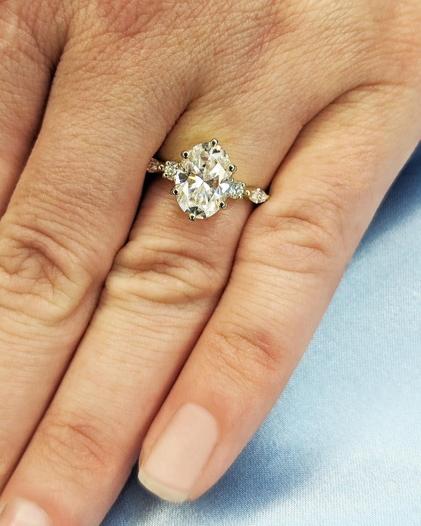 Oval Moissanite Engagement Ring | 14K Yellow Gold Ring | Vintage Proposal Ring | Marquise Diamond Twisted Ring Anniversary Promise Ring Gift image #6
