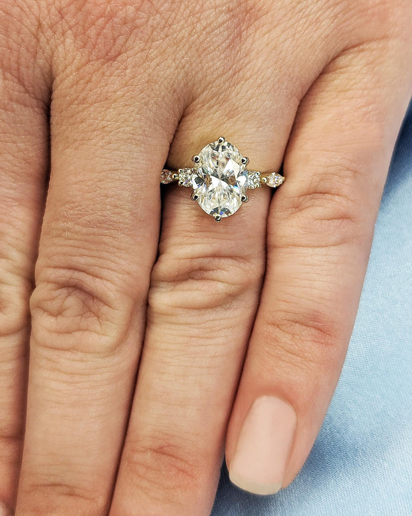 Oval Moissanite Engagement Ring | 14K Yellow Gold Ring | Vintage Proposal Ring | Marquise Diamond Twisted Ring Anniversary Promise Ring Gift image #10
