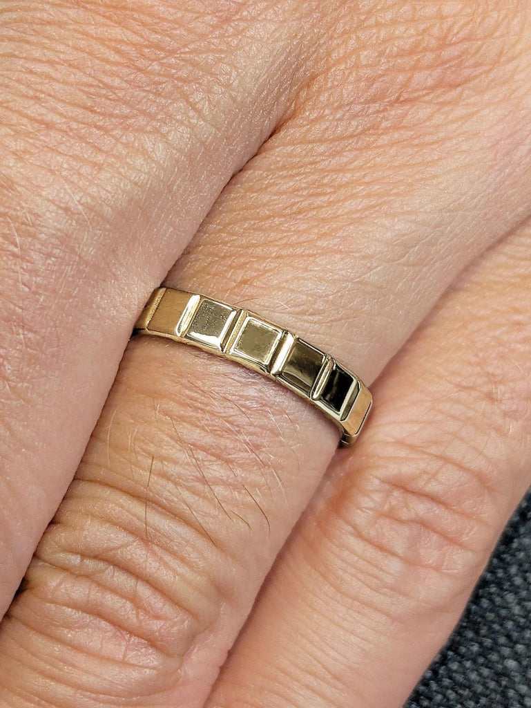 14k Gold Wedding Band | Gifts for Boyfriend | Unique Wedding Anniversary Ring | Dainty Mens Ring | Mens Wedding Ring | Gift for Husband