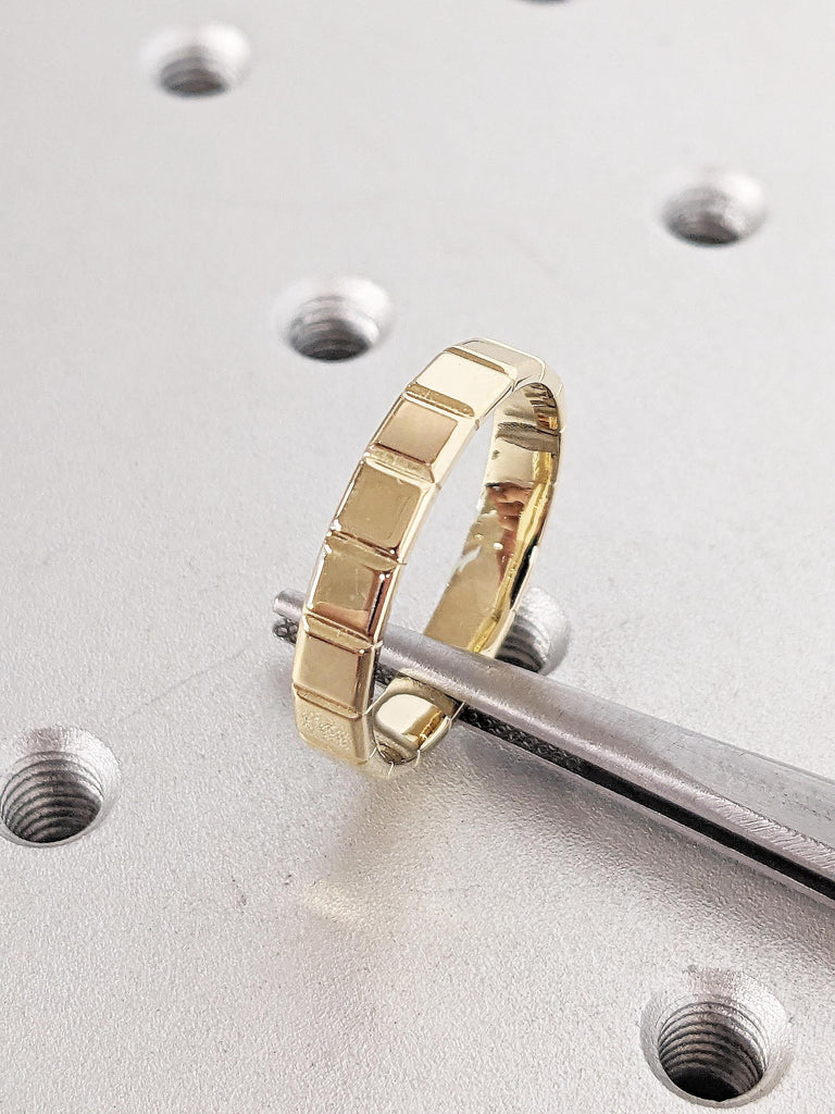 Unique 14k Yellow Gold Ring for Men | Wedding Band for Him | Ice Cube Ring | Anniversary Ring for Him | Promise Ring for Him | Gifts for Him