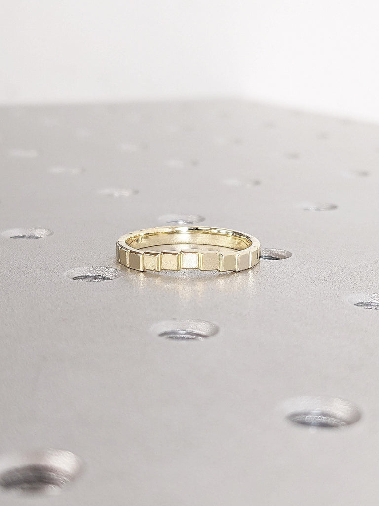 14k Yellow Gold Rings for Women, Stackable Ring, Bridal Shower Gift, Ice Cube Ring, Geometric Ring, Proposal Ring, Birthday Gift for Wife