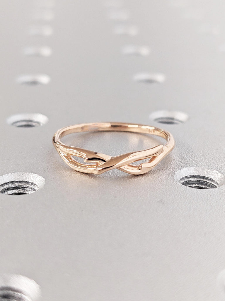 Dainty Twig Rings, 14k Rose Gold Wedding Ring, Stackable Ring, Stacking Rings for Women, Twist Wedding Band, Matching Ring, Gift for Her