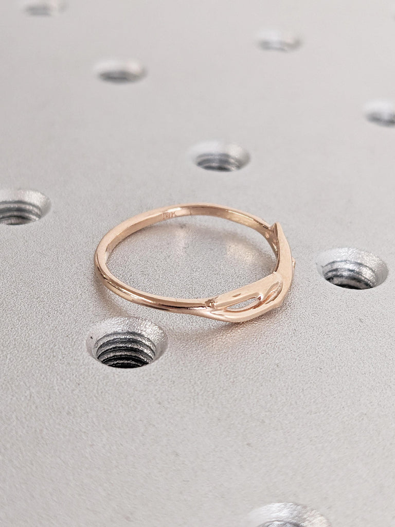 Dainty Twig Rings, 14k Rose Gold Wedding Ring, Stackable Ring, Stacking Rings for Women, Twist Wedding Band, Matching Ring, Gift for Her