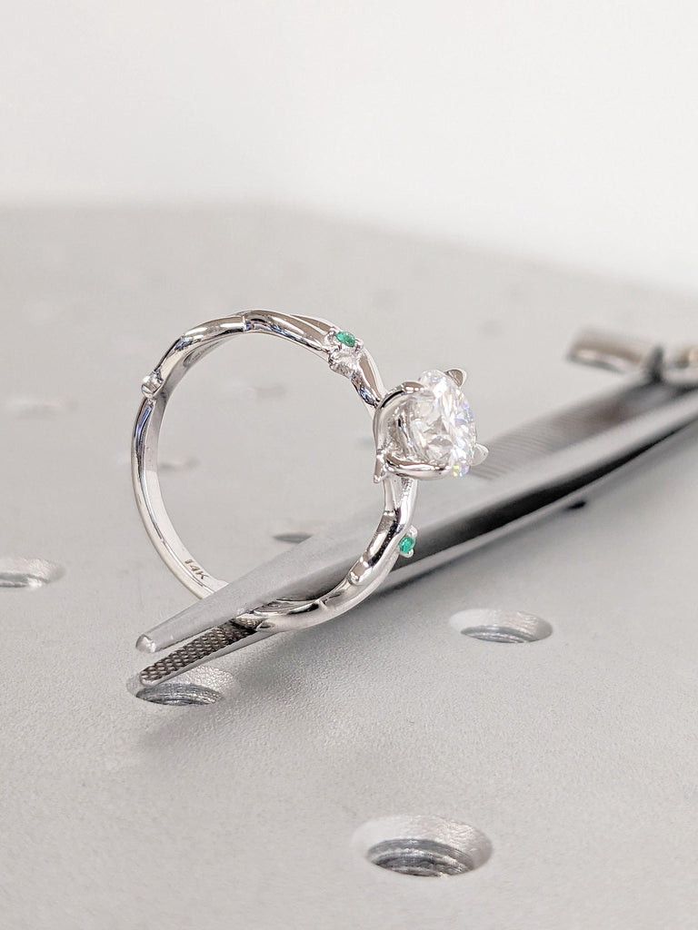 1-3ct VVS Lab Created Diamond Engagement Ring | Unique Twigs Ring | 14k White Gold Nature Inspired Round cut Promise Ring | Simulant Diamond