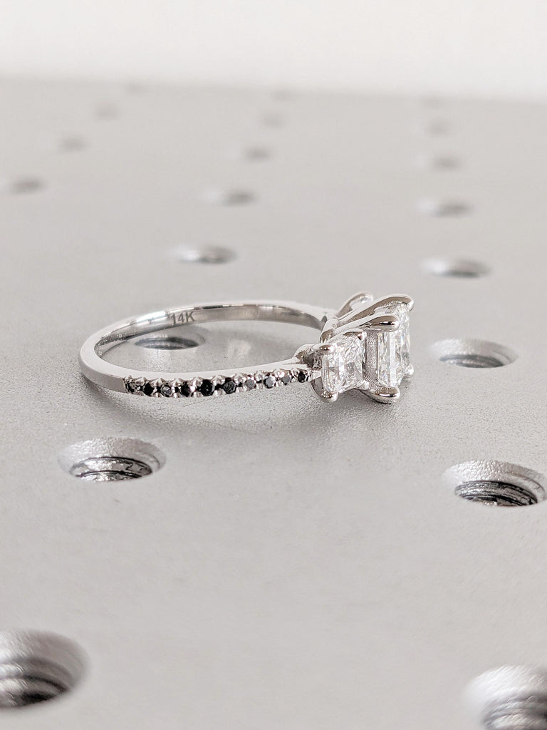 Modern Black Diamond Paved Eternity Ring | 14k Real Gold Engagement Ring | Promise Ring for Women | Bridal Ring