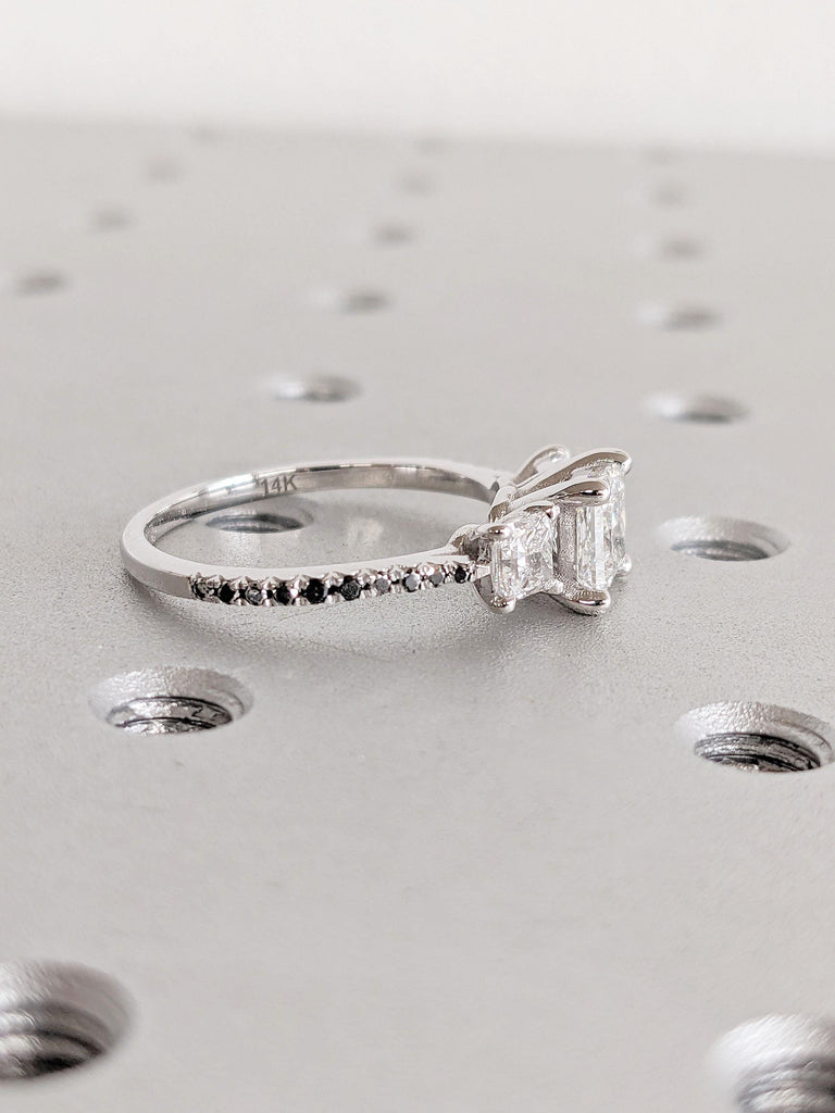 Modern Black Diamond Paved Eternity Ring | 14k Real Gold Engagement Ring | Promise Ring for Women | Bridal Ring