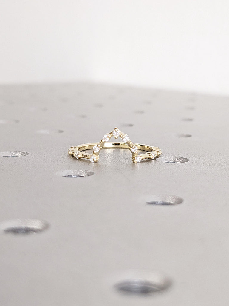 Half Eternity Moissanite Matching Ring, 14k Yellow Gold Diamond Ring, Stackable Rings for Women, Unique Wedding Bands, Dainty Stacking Ring