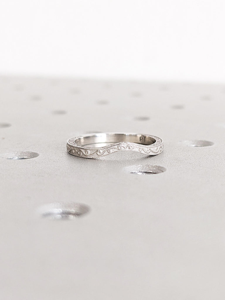 Platinum Wedding Band | Promise Rings for Women | Filigree Matching Ring | Stacking Rings | Stackable Ring | Birthday Gift for Girlfriend