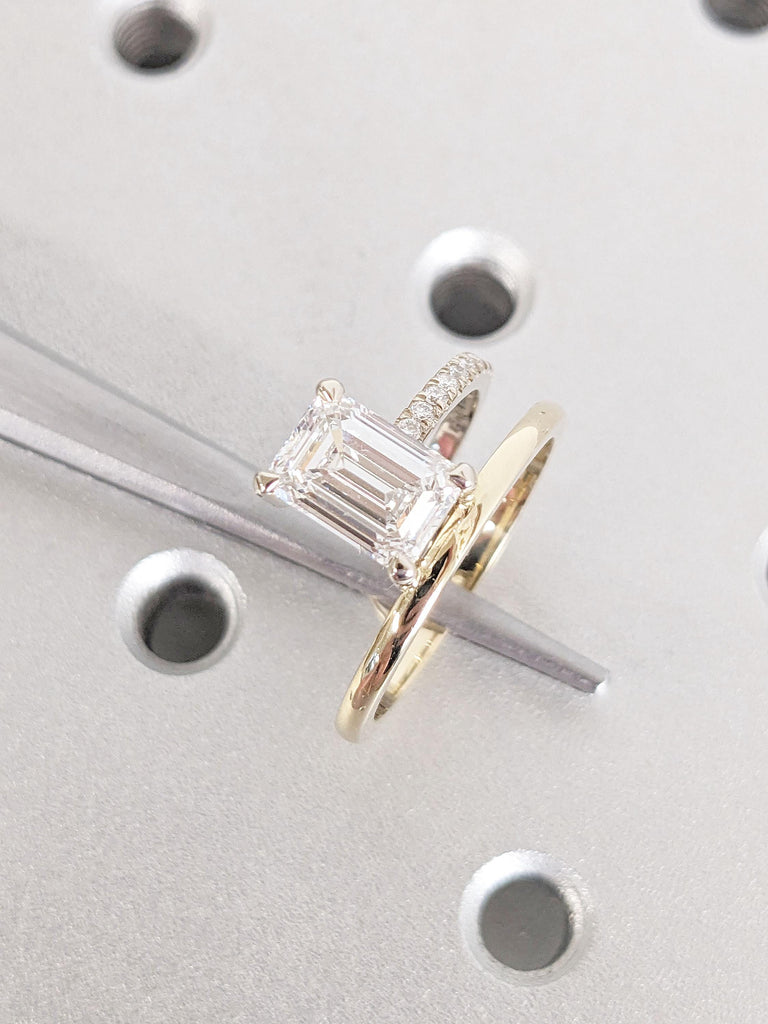 Lab Diamond Solitaire Art Deco Promise Anniversary Ring for Wife | Custom Woman Bridal Jewelry | 14k 18k Gold Thin Engagement Ring