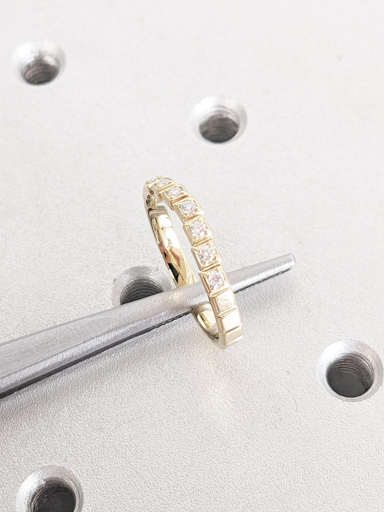 14k Yellow Gold Diamond Ring, Stackable Rings for Women, Diamond Matching Ring, Unique Wedding Bands, Dainty Stacking Ring, Gift for Women