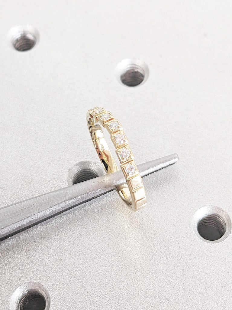 14k Yellow Gold Wedding Band, Stackable Rings, Promise Ring for Her, Diamond Matching Ring, Dainty Wedding Ring, Anniversary Gift for Her