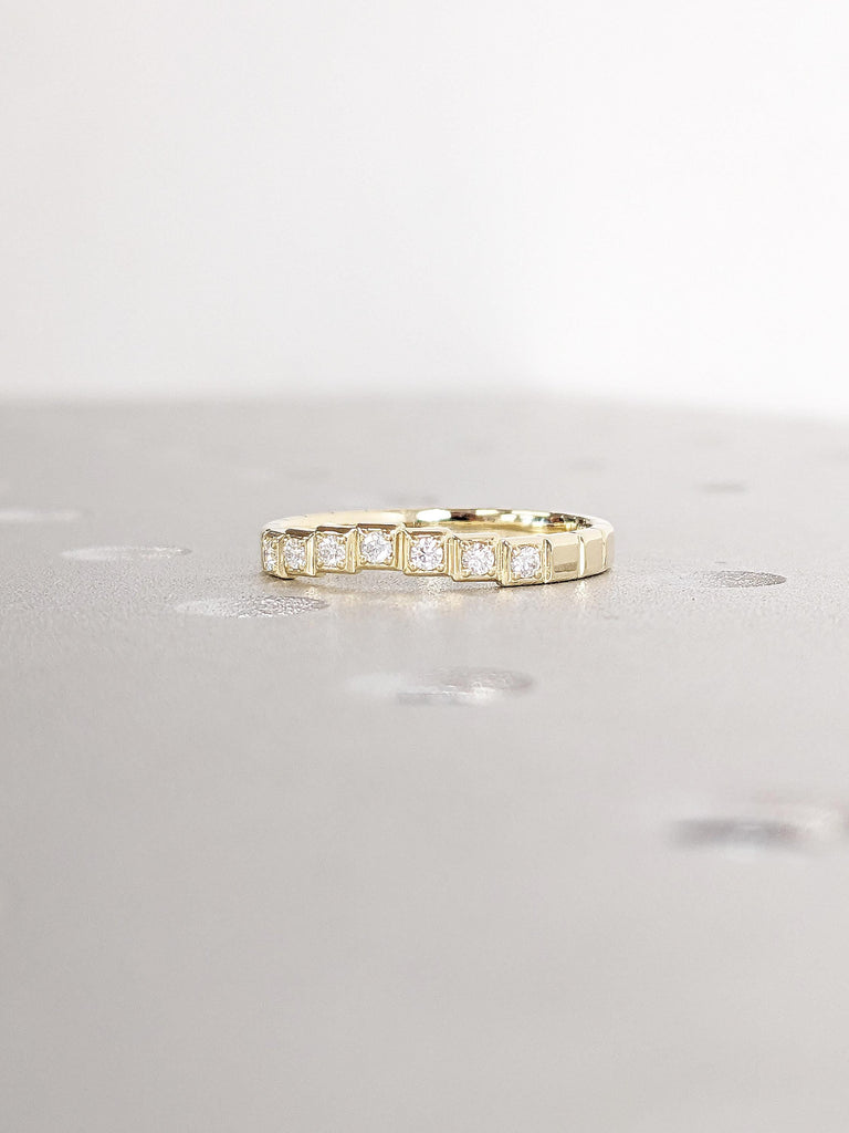 14k Yellow Gold Wedding Band, Stackable Rings, Promise Ring for Her, Diamond Matching Ring, Dainty Wedding Ring, Anniversary Gift for Her