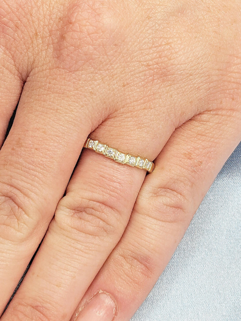 14k Yellow Gold Wedding Band, Stackable Rings, Promise Ring for Her, Diamond Matching Ring, Dainty Wedding Ring, Anniversary Gift for Her